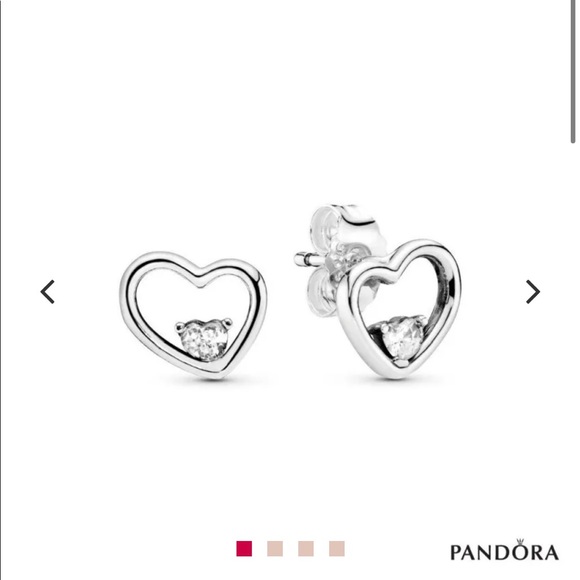 Pandora - Asymmetrical Heart Stud Earrings - Picture 1 of 3